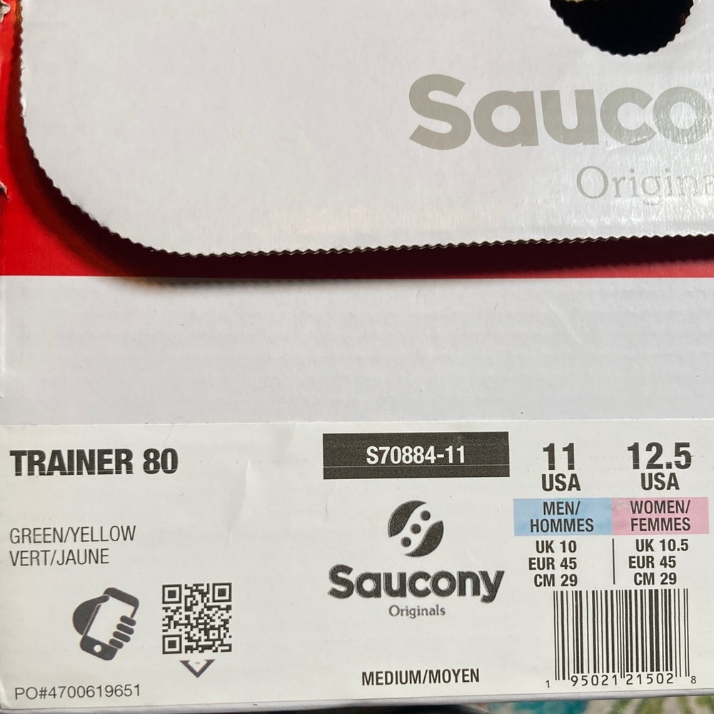 NIB Saucony Trainer 80 Unisex Men's 11 Womens 12.5 Teal & Mustard Sneakers - Picture 2 of 6